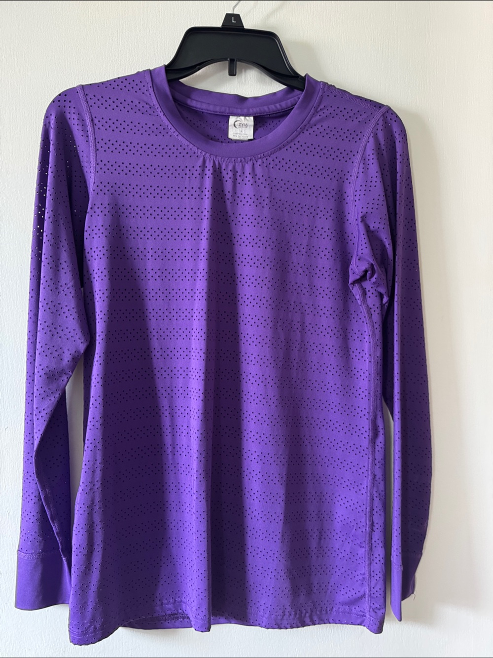 ZYIA Purple Long-Sleeve Perforated Performance Top